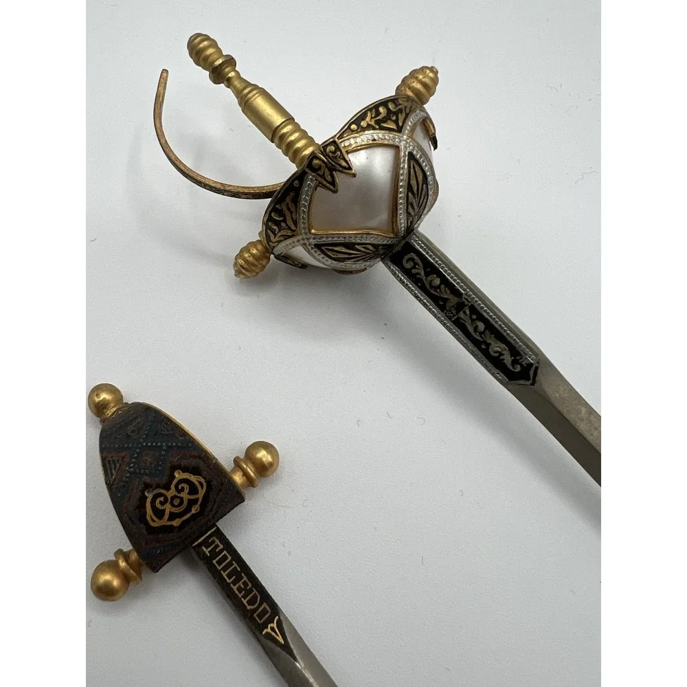 Vintage Lot Toledo Black Gold‎ Decorative Blade Dagger Sword Letter Opener Knife